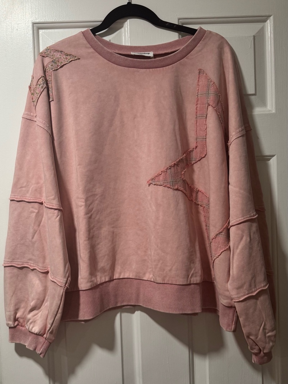 NWT Pink Patchwork Crewneck Sweatshirt